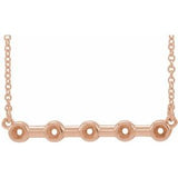 14K Rose 2 mm Round Bezel-Set Bar 16" Necklace Mounting