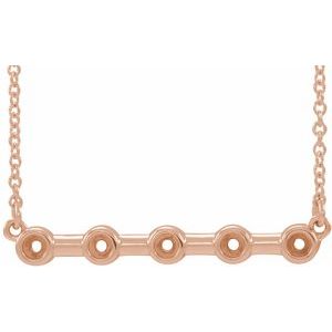 14K Rose 2 mm Round Bezel-Set Bar 18" Necklace Mounting