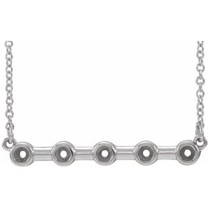 14K White 2 mm Round Bezel-Set Bar 16" Necklace Mounting