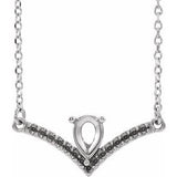 14K White Accented V 18" Necklace Mounting