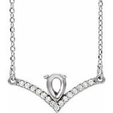 14K White 6x4 mm Pear .06 CTW Natural Diamond Semi-Set V 18" Necklace