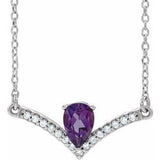 Platinum Natural Amethyst & .06 CTW Natural Diamond 18" Necklace