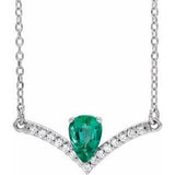 Platinum Natural Emerald & .06 CTW Natural Diamond 16" Necklace