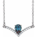14K White Lab-Grown Alexandrite & .06 CTW Natural Diamond 18" Necklace