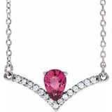 Sterling Silver Natural Pink Tourmaline & .06 CTW Natural Diamond 16" Necklace