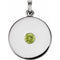 14K White Natural Peridot Disc Pendant
