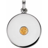 Platinum Natural Citrine Disc Pendant