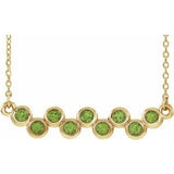 14K Yellow Natural Peridot Bezel-Set Bar 16-18" Necklace