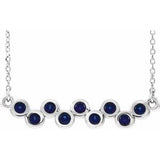 Platinum Lab-Grown Blue Sapphire Bezel-Set Bar 16-18" Necklace