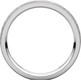 14K White Gold 2 mm Milgrain Edge Comfort-Fit Flat Band Size 7