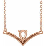 14K Rose Accented V 18" Necklace Mounting