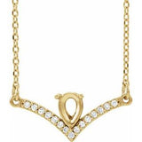 14K Yellow 6x4 mm Pear .06 CTW Natural Diamond Semi-Set V 18" Necklace