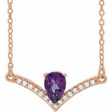 14K Rose Natural Amethyst & .06 CTW Natural Diamond 16" Necklace