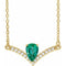 14K Yellow Lab-Grown Emerald & .06 CTW Natural Diamond 16