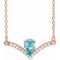 14K Rose Natural Blue Zircon & .06 CTW Natural Diamond 18