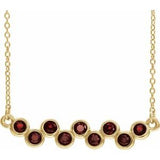14K Yellow Natural Mozambique Garnet Bezel-Set Bar 16-18" Necklace