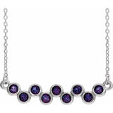 Sterling Silver Lab-Grown Alexandrite Bezel-Set Bar 16-18" Necklace