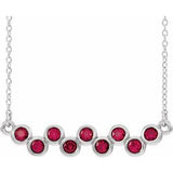 Platinum Lab-Grown Ruby Bezel-Set Bar 16-18" Necklace