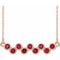 14K Rose Natural Ruby Bezel-Set Bar 16-18