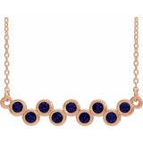 14K Rose Lab-Grown Blue Sapphire Bezel-Set Bar 16-18" Necklace