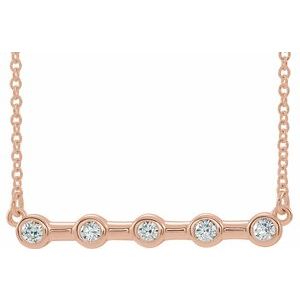14K Rose 1/6 CTW Natural Diamond Bezel-Set Bar 16" Necklace