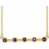 14K Yellow Natural Amethyst Bezel-Set Bar 18" Necklace