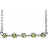 Platinum Natural Peridot Bezel-Set Bar 16" Necklace