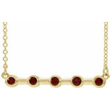 14K Yellow Natural Mozambique Garnet Bezel-Set Bar 18" Necklace