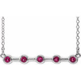 Sterling Silver Natural Pink Tourmaline Bezel-Set Bar 16" Necklace