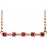 14K Rose Natural Pink Tourmaline Bezel-Set Bar 16" Necklace