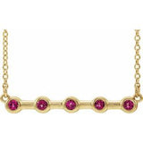 14K Yellow Natural Pink Tourmaline Bezel-Set Bar 16" Necklace