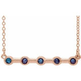 14K Rose Lab-Grown Alexandrite Bezel-Set Bar 16" Necklace