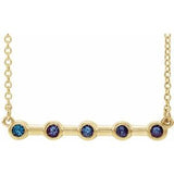 14K Yellow Lab-Grown Alexandrite Bezel-Set Bar 16" Necklace