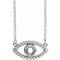 Platinum 3.5 mm Round Natural White Sapphire Semi-Set Evil Eye 16