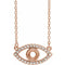 14K Rose 3.5 mm Round Natural White Sapphire Semi-Set Evil Eye 18