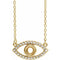 14K Yellow 3.5 mm Round Natural White Sapphire Semi-Set Evil Eye 18
