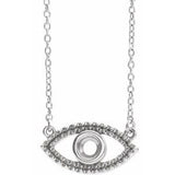 14K White Accented Evil Eye 16" Necklace Mounting