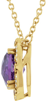 14K Yellow Gold Natural Amethyst & 1/6 CTW Natural Diamond 16" Necklace