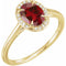 14K Yellow 8x6 mm Natural Mozambique Garnet & .04 CTW Natural Diamond Ring