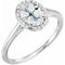 14K White 8x6 mm Oval White Topaz & .05 CTW Diamond Ring