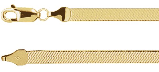 14K Yellow Gold 3.8 mm Flexible Herringbone 7" Chain