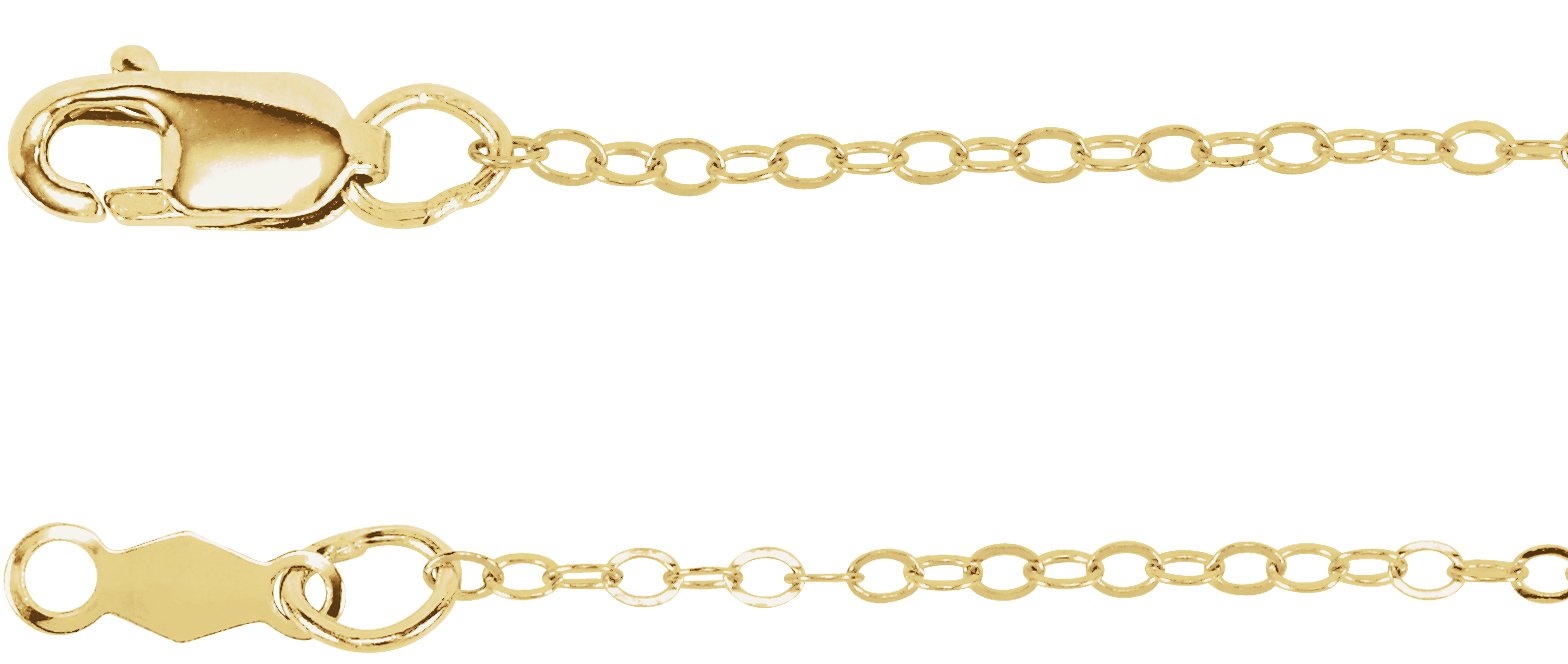 14K Yellow Gold 1.3 mm Flat Cable 18" Chain