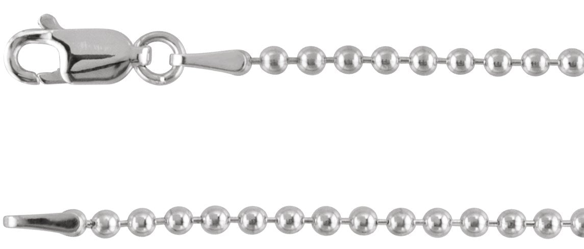 Sterling Silver 2 mm Hollow Bead 16" Chain