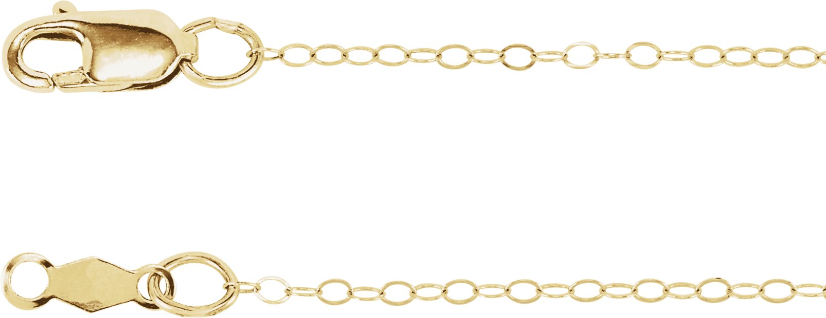 14K Yellow Gold 1 mm Flat Cable 16" Chain