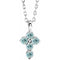 14K White Natural Aquamarine Cross 16-18