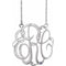 10K White 30 mm 3-Initials Imitation Blue Zircon Script Monogram 18