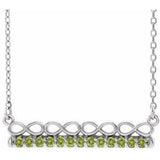 14K White Natural Peridot Infinity-Inspired Bar 18" Necklace