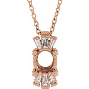 14K Rose 6 mm Round 1/6 CTW Natural Diamond Semi-Set 16-18" Necklace