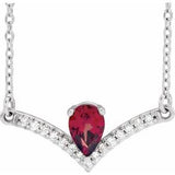 Sterling Silver Natural Mozambique Garnet & .06 CTW Natural Diamond 18" Necklace