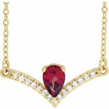 14K Yellow Natural Mozambique Garnet & .06 CTW Natural Diamond 18" Necklace